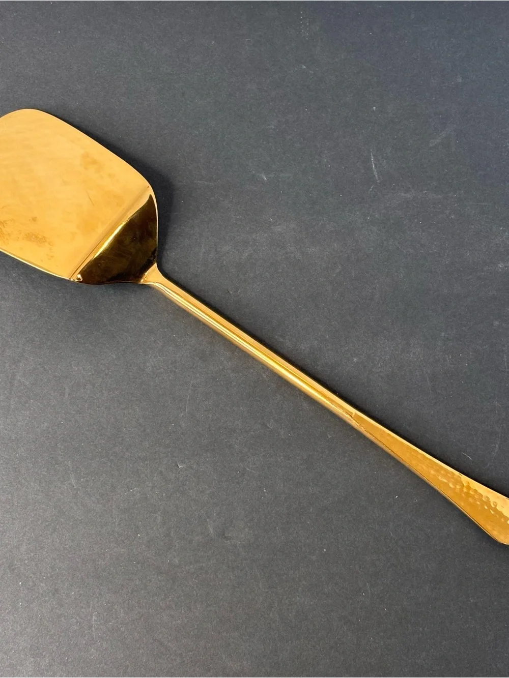 Gold Stainless Steel Kitchen Utensil Spatula With Open Hook For Hanging 14.75”