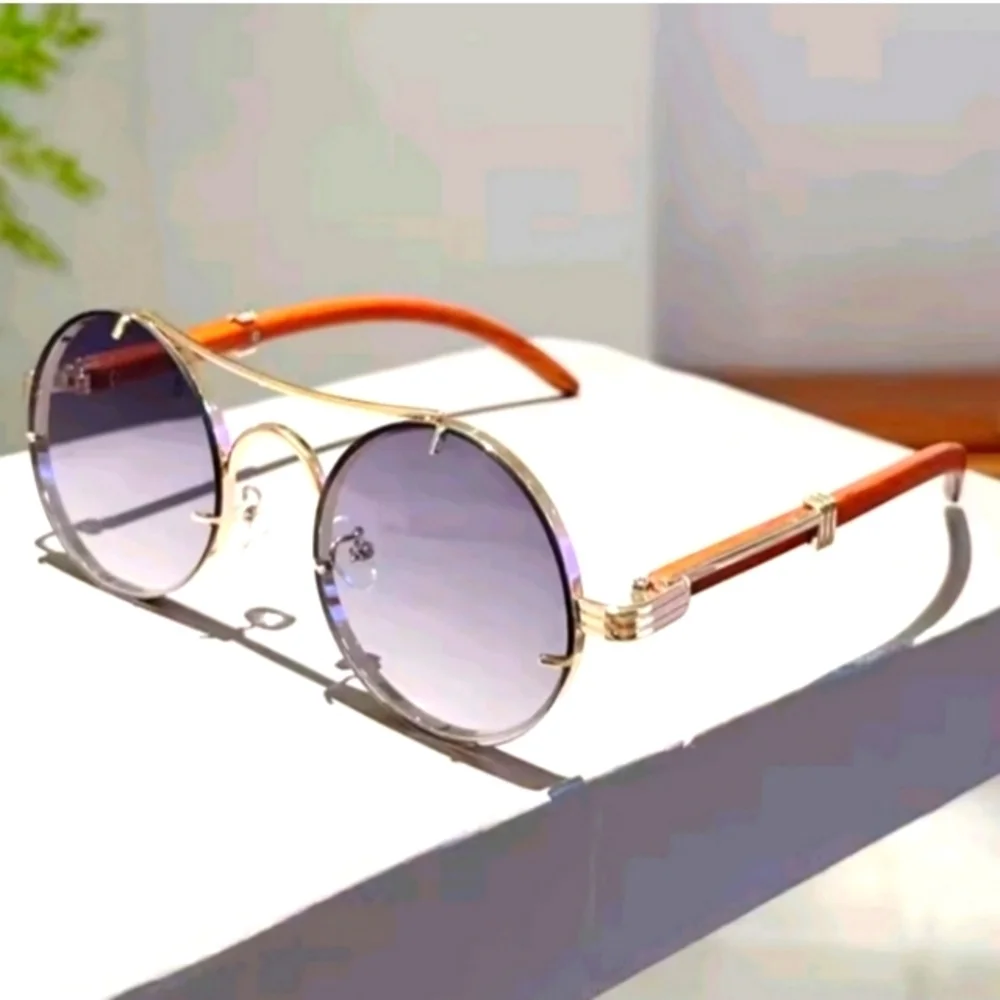 Gold and Brown Unisex Sunglasses