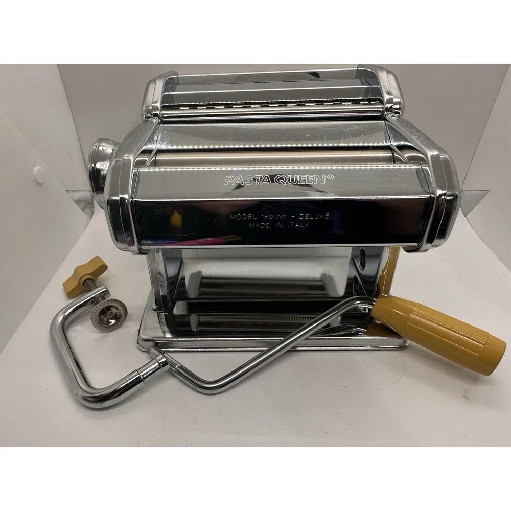 Pasta Queen 150mm Deluxe Pasta Machine Made in Italy Chrome Manual w/ Clamp