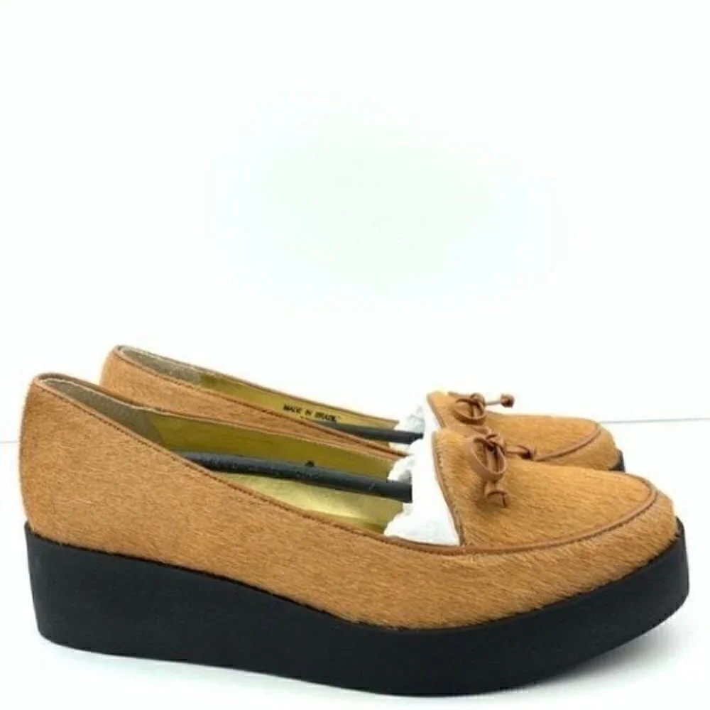 Bernardo Antwerp Platform loafer 7 tan pony hair