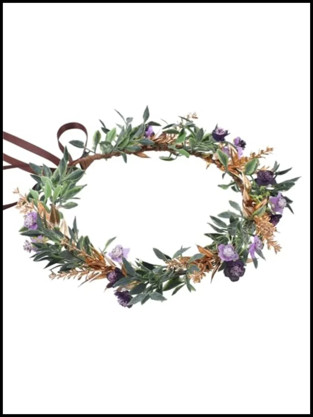 Golden Green Fairy Flower Crown Headband, Floral Circlet for Weddings,