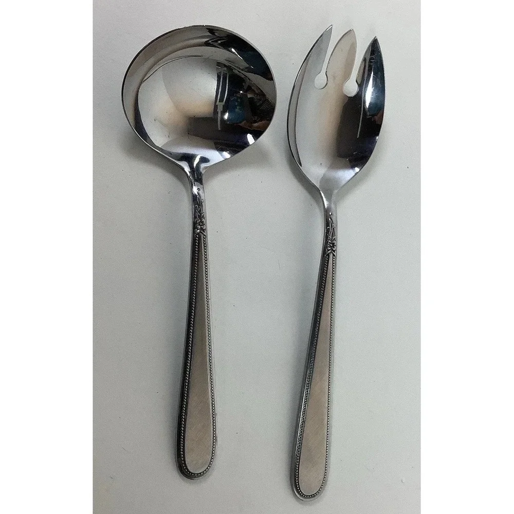 Stanley Roberts Rogers Co.‎ Beaded Excellence Korea Stainless Salad Fork & Spoon