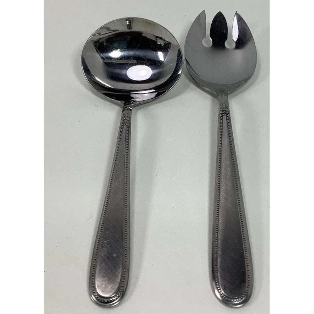 Stanley Roberts Rogers Co.‎ Beaded Excellence Korea Stainless Salad Fork & Spoon