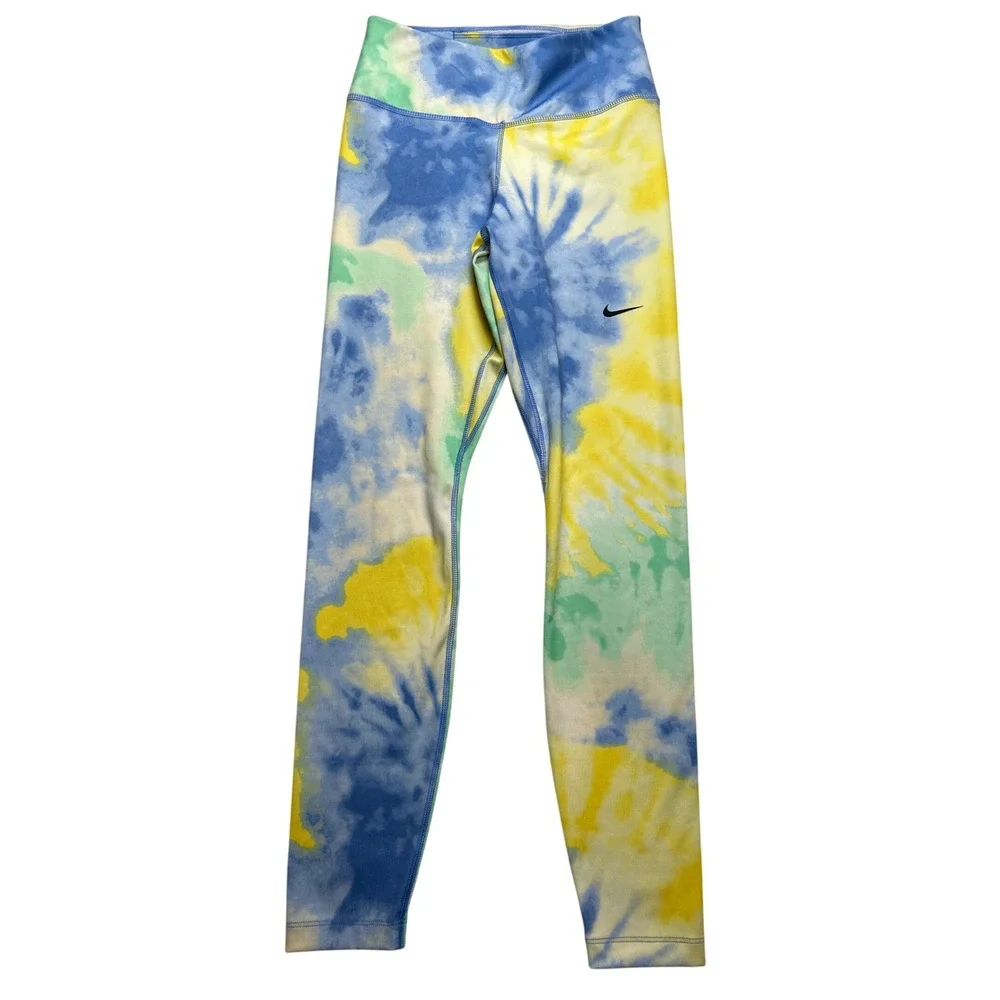 Nike Girls Dri-FIT Tie Dye Leggings Blue Yellow Green XS‎ Athletic Tights