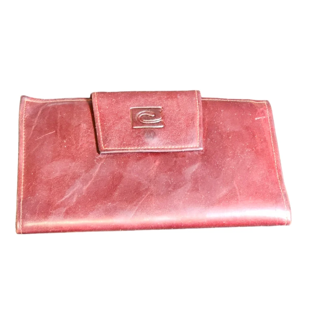 Vintage Capri‎ Burgundy Cowhide Kisslock Bifold Continental Wallet 7