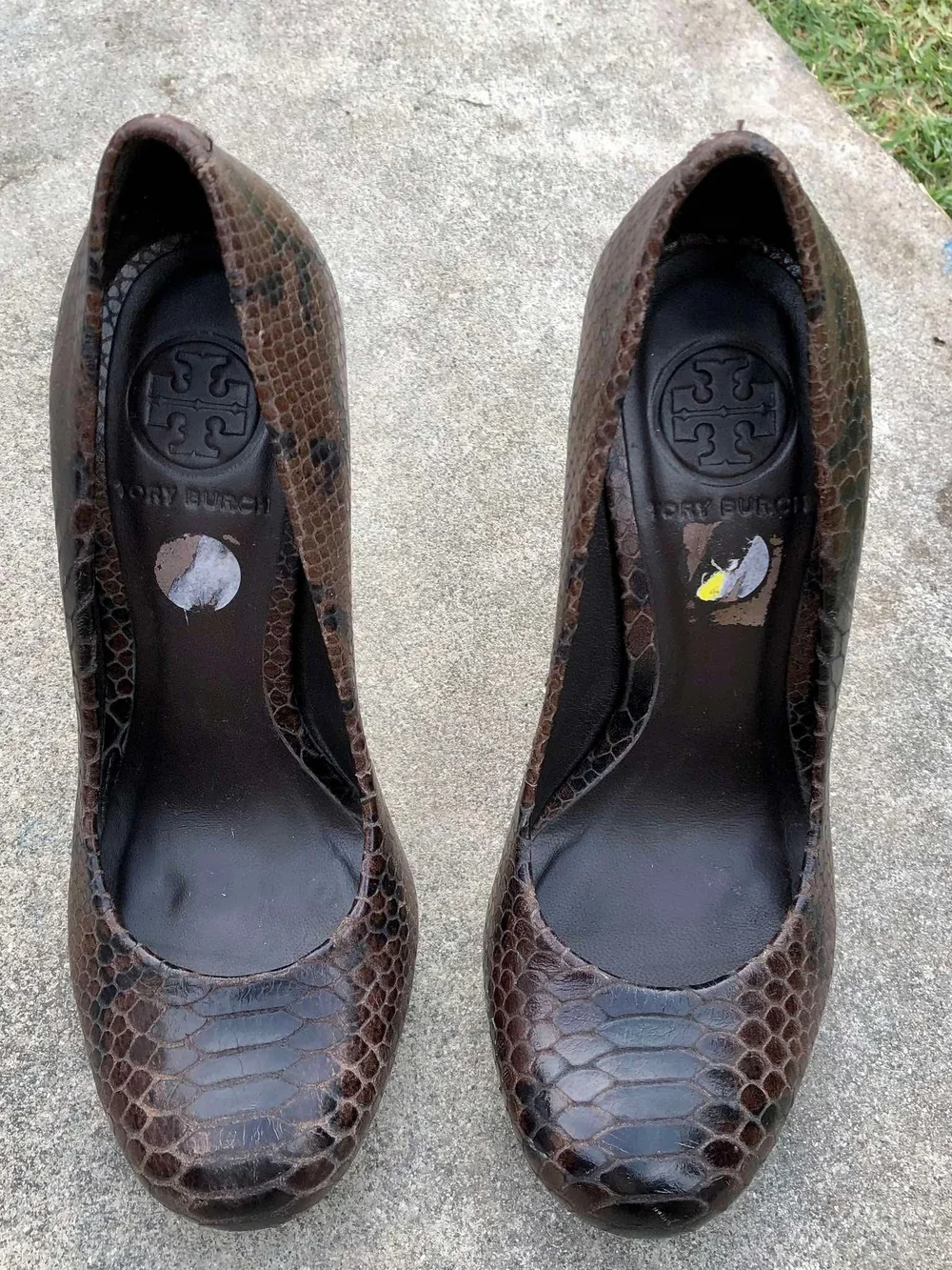 Tory Burch Jude snake-embossed leather platform pumps