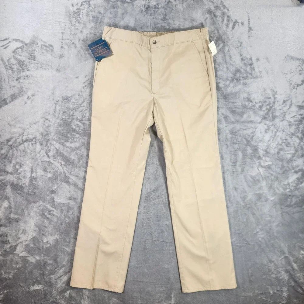 Levis‎ Action Slacks Mens 36x32 Tan Khaki NWT Vintage Polyester Dress Pants