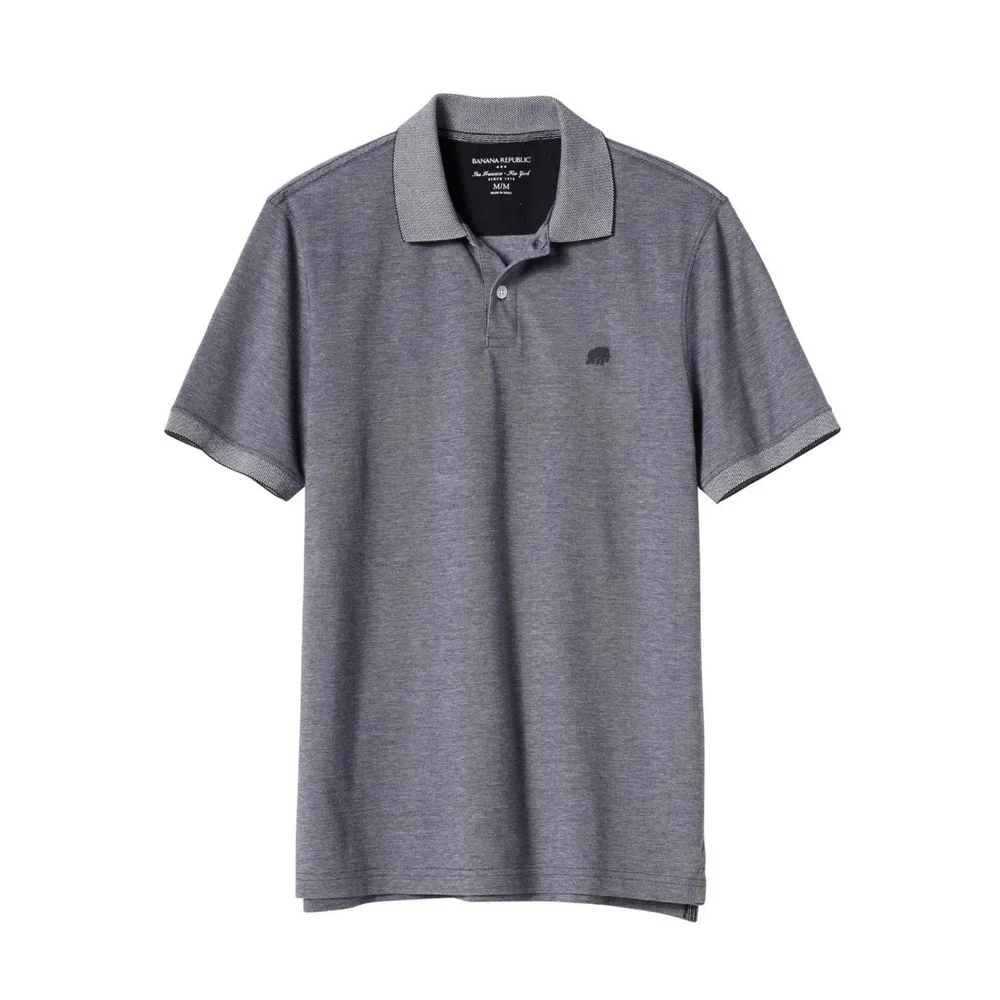 Banana Republic Mens Blue Birdseye Pique Polo‎ Shirt Elephant Logo Size M