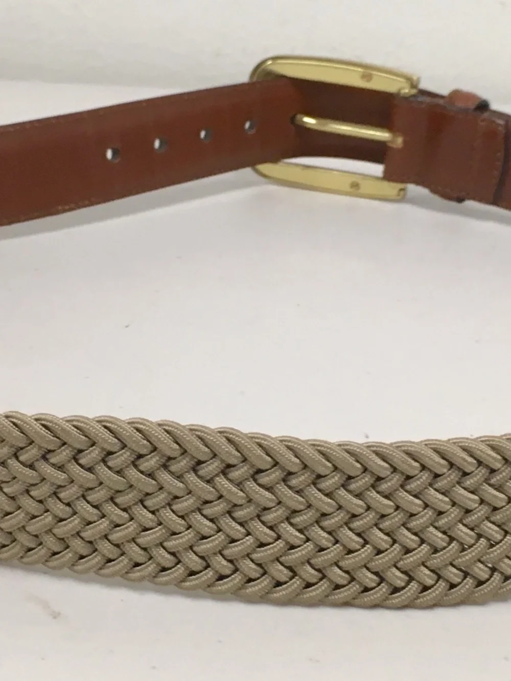 Bally Italy Brown Leather woven stretch belt 34