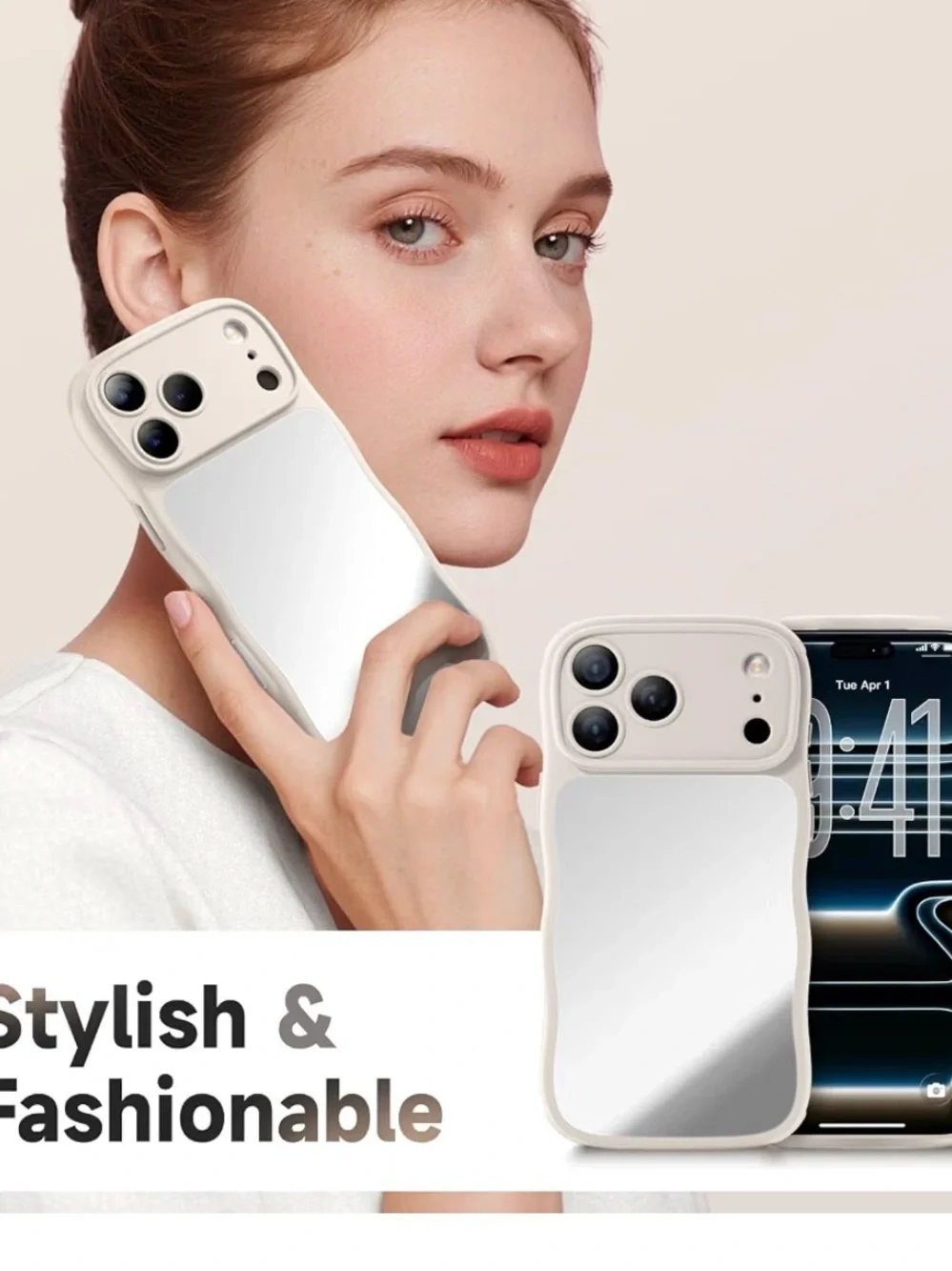 I phone 17 pro max case compatible with MagSafe stone Mirror cute wave design