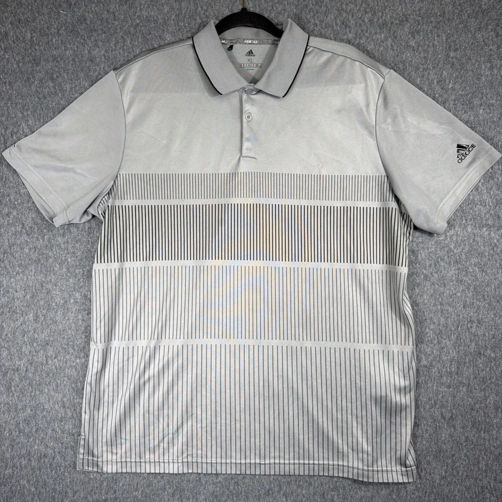 Adidas Golf Polo Shirt Men XL Gray Short Sleeve Preppy‎