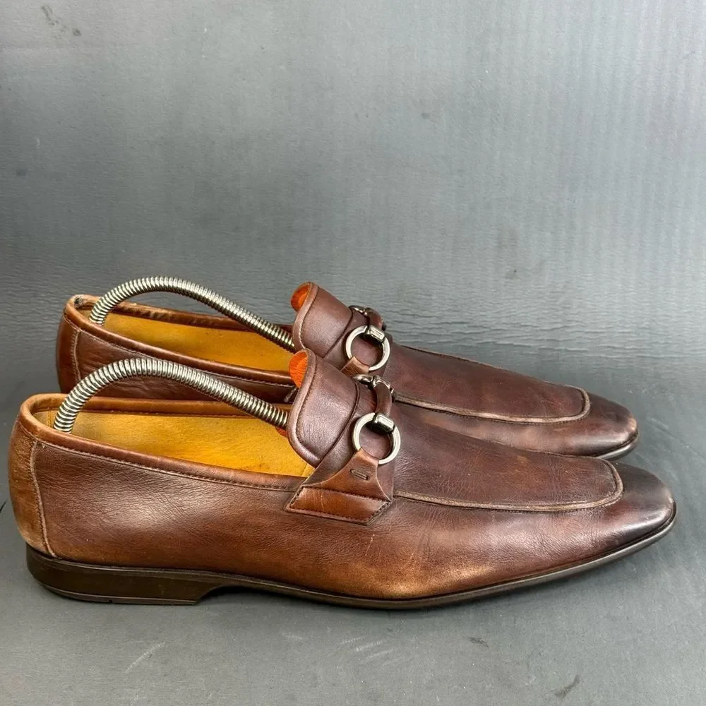Magnanni brown leather horsebit loafer slip-on shoes men’s size 10