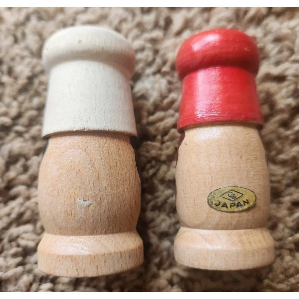 Vintage Wooden Chef Salt and Pepper Shakers Set Hand Painted Made in Japan 2.75