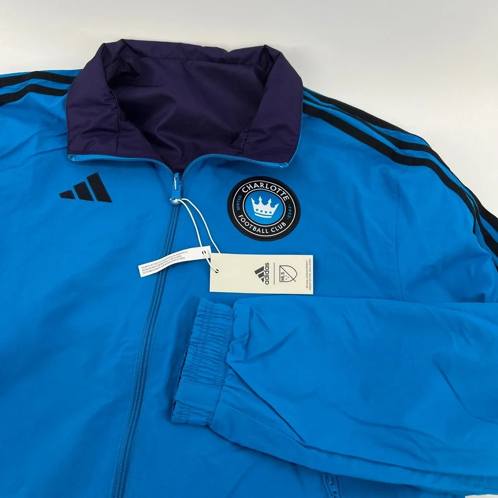 Adidas‎ Charlotte Football Club Reversible Jacket Mens L Blue Purple Soccer New