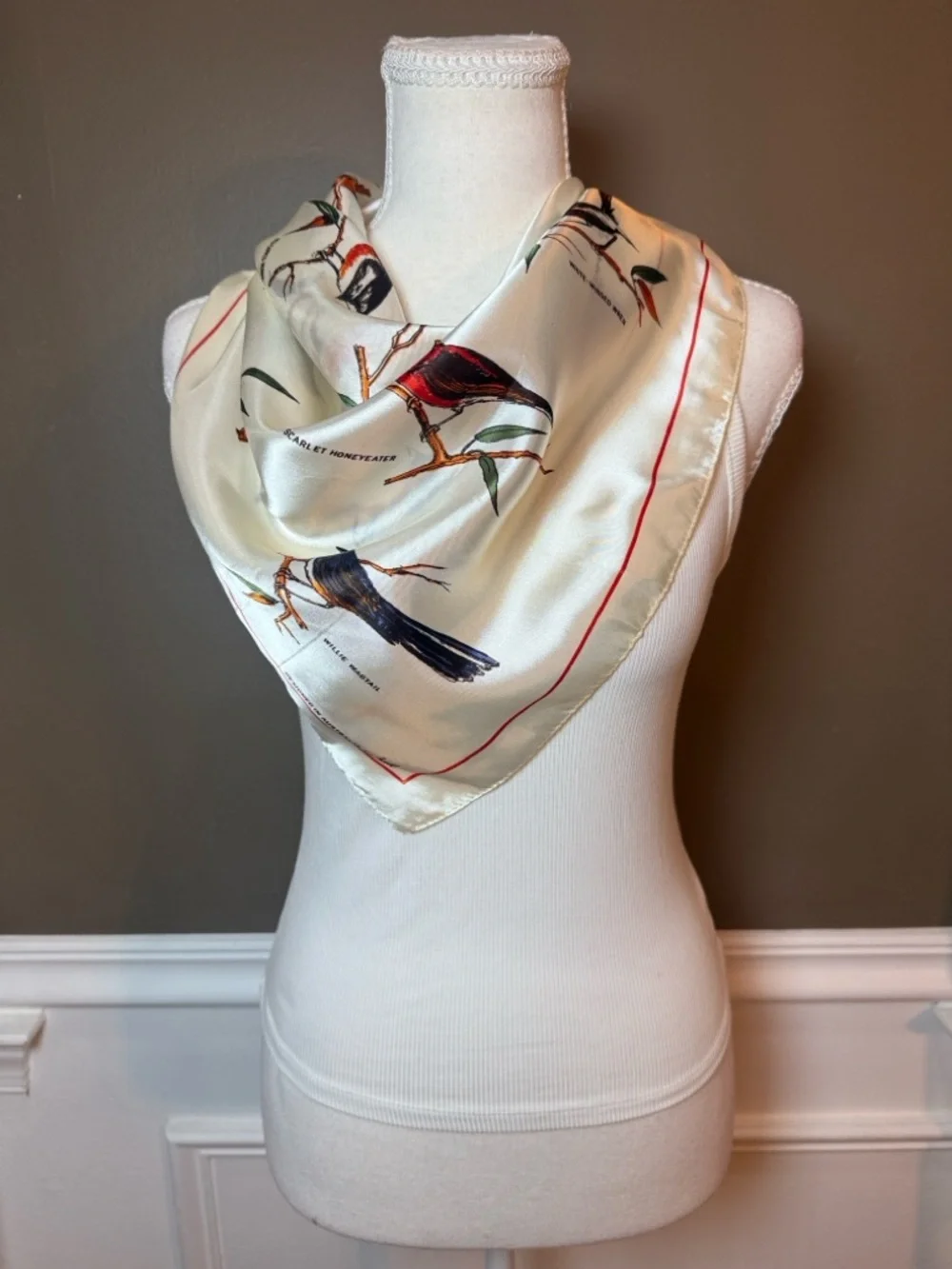 Vintage Heil Australian Birds‎ Scarf Novelty Print Japan