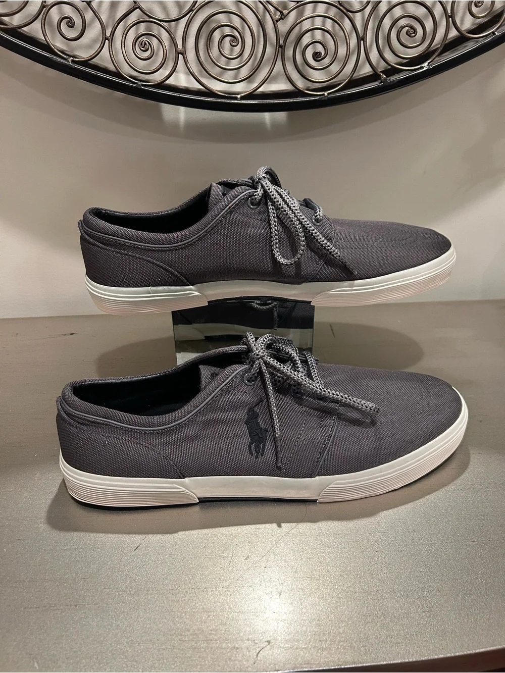 Polo by Ralph Lauren Men's Charcoal Canvas Lace-Up Sneakers