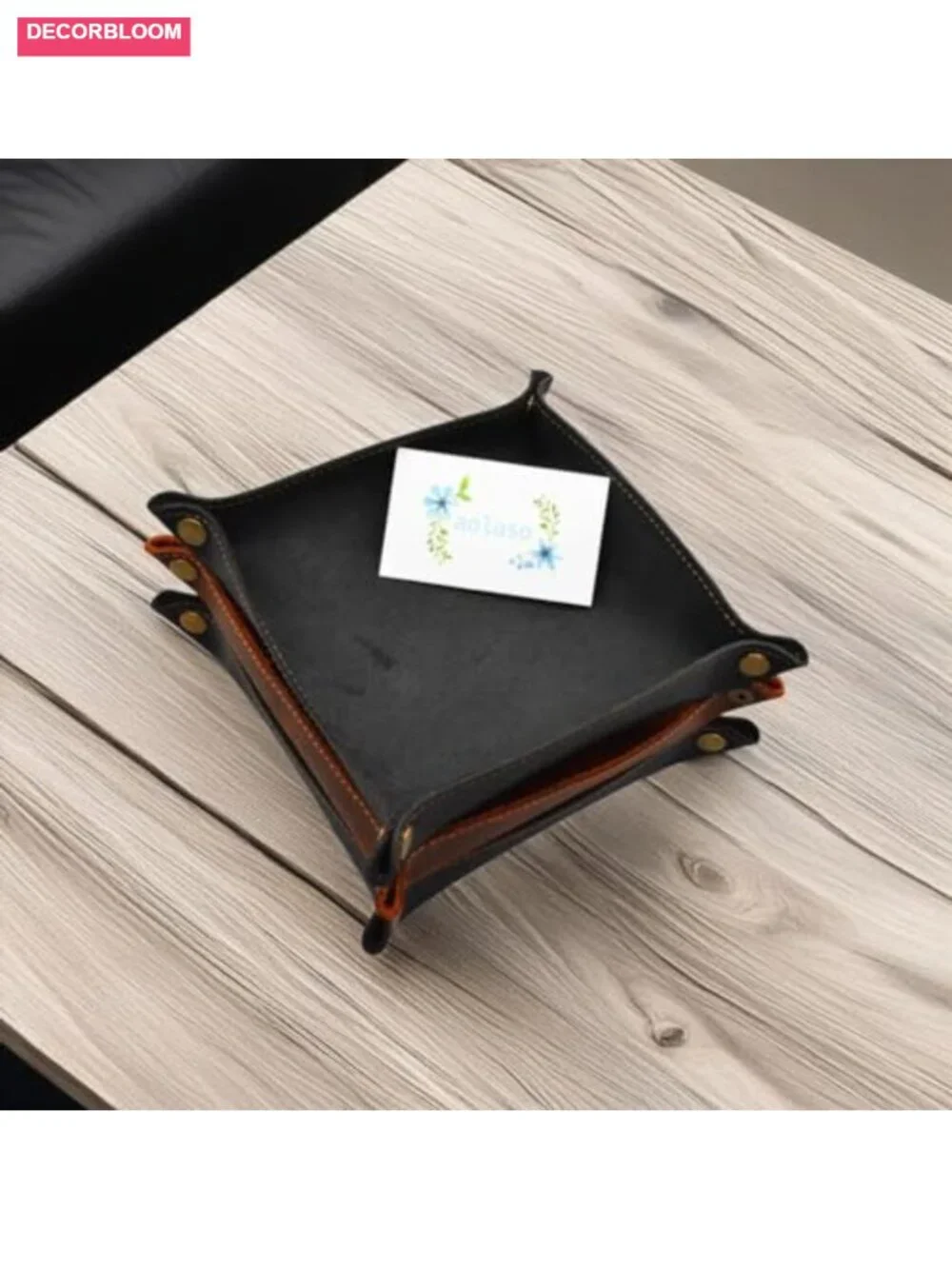 Leather Valet Tray Catchall Jewelry Key Coin Wallet Phone Caddy Bedside