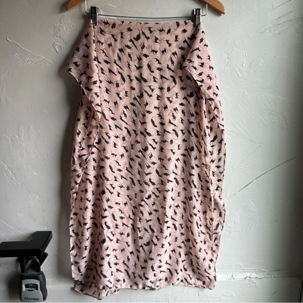 Pink Cat Print Scarf Y2K Coquette Indie Kawaii Soft Girl Hair Neck Scarf 66”x23”