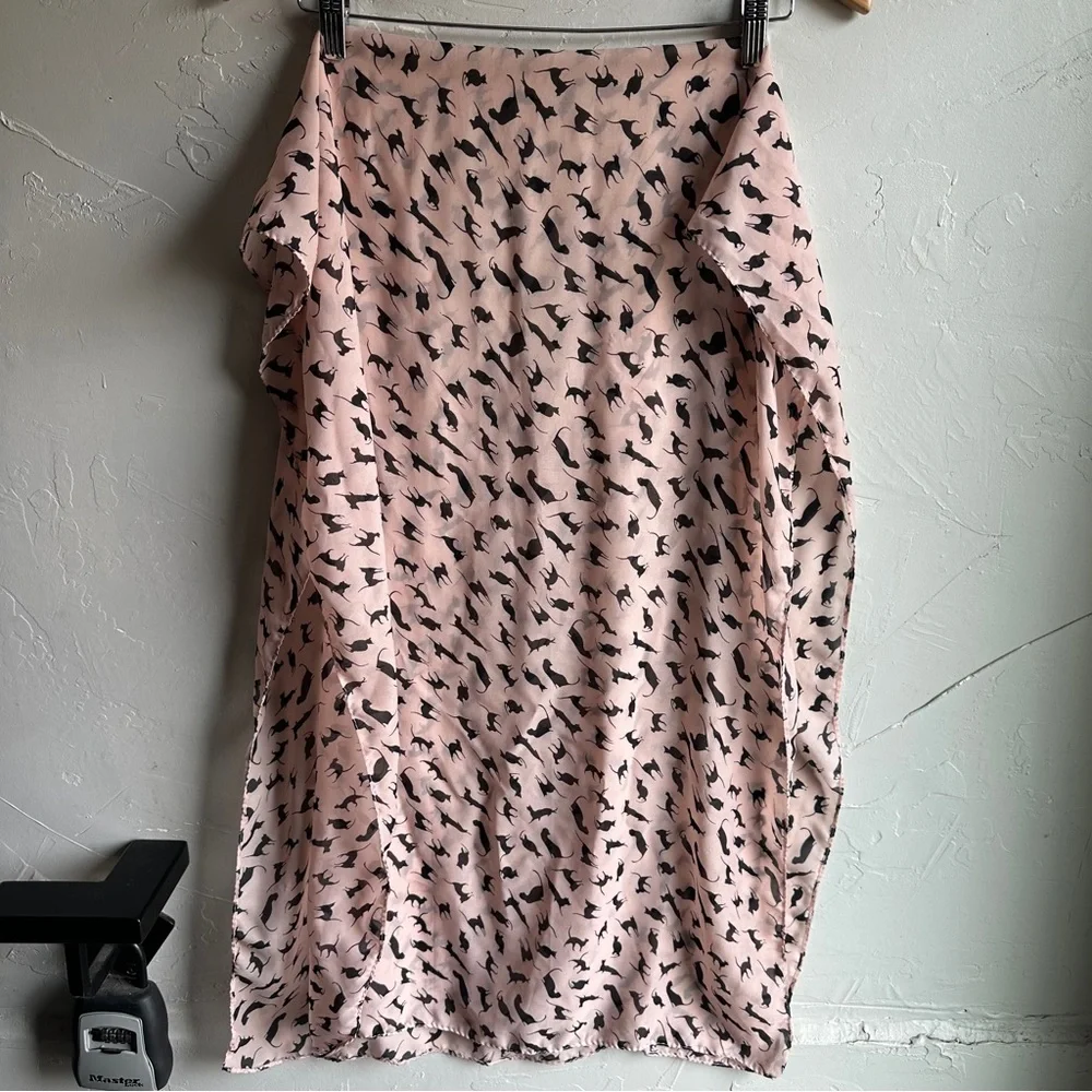 Pink Cat Print Scarf Y2K Coquette Indie Kawaii Soft Girl Hair Neck Scarf 66”x23”