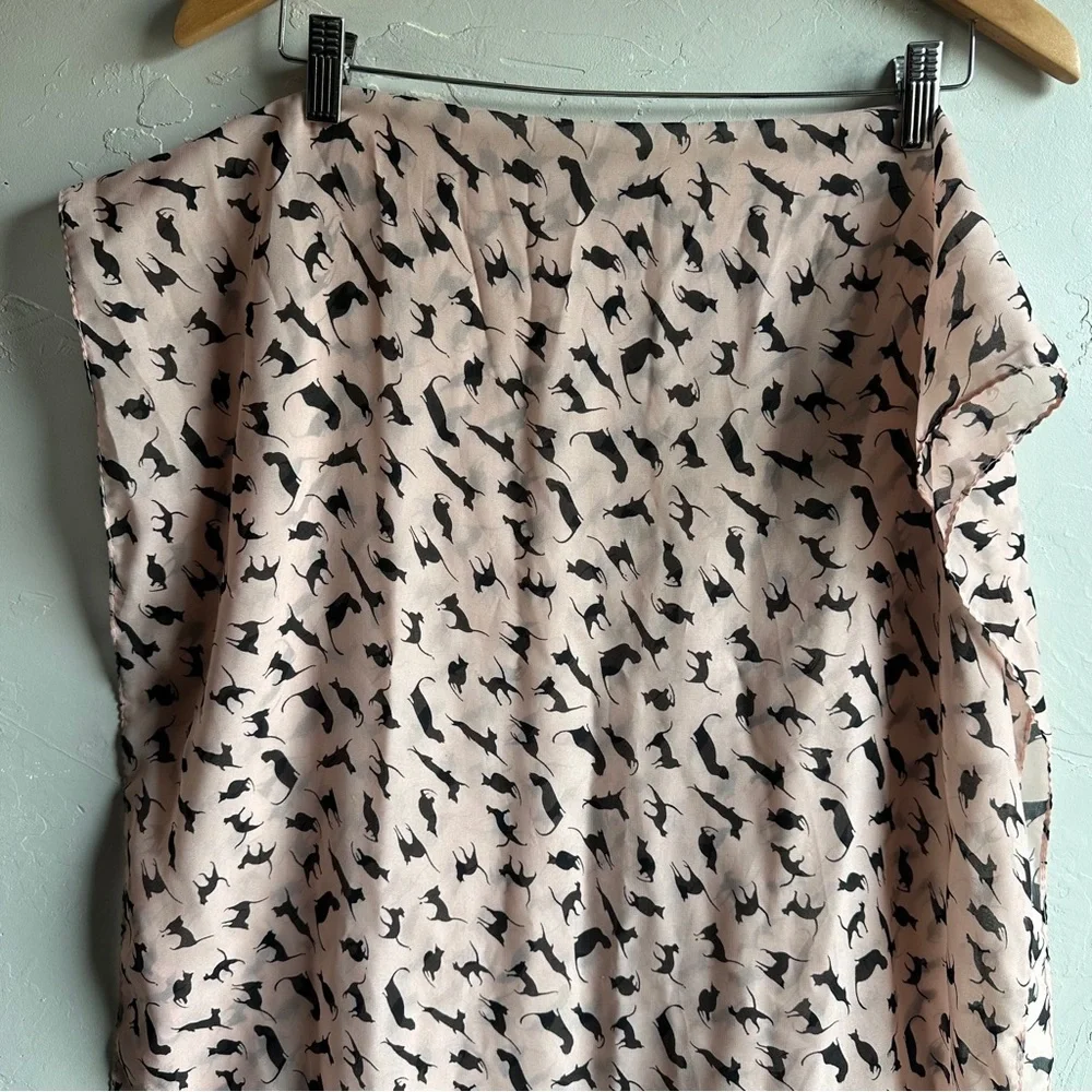 Pink Cat Print Scarf Y2K Coquette Indie Kawaii Soft Girl Hair Neck Scarf 66”x23”