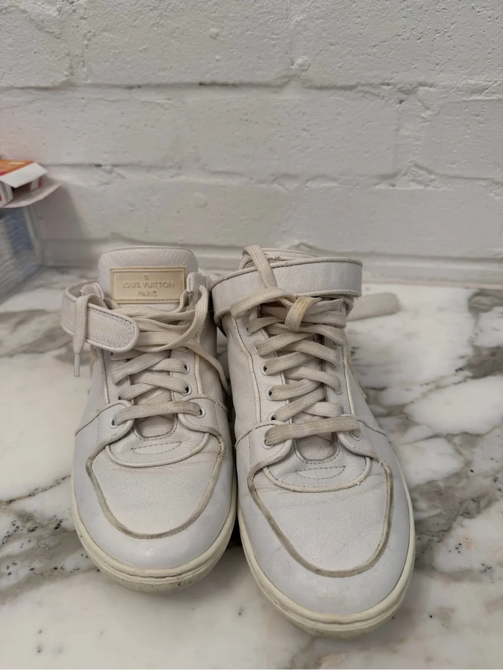 Louis Vuitton White Cream High-Top Sneakers