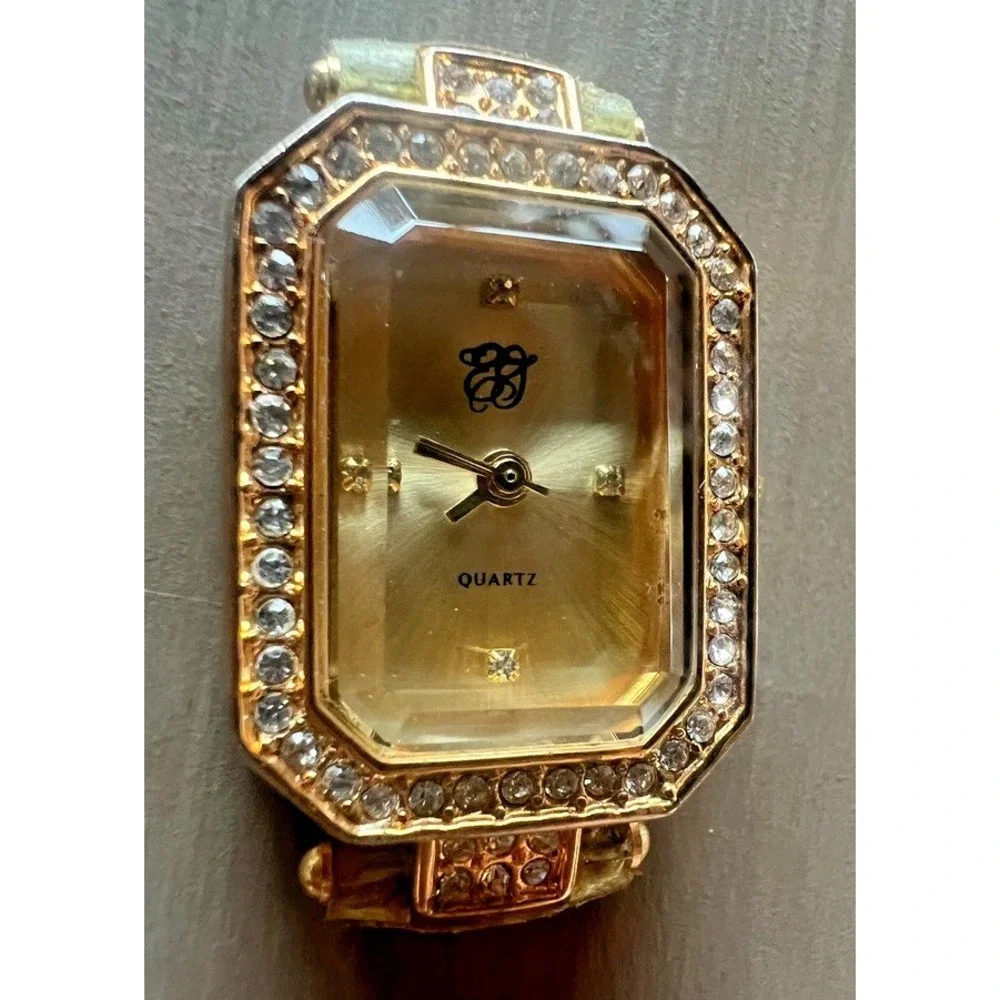 Elizabeth Taylor Vintage Watch Face Only‎ Rhinestone Bezel Gold Tone Hollywood