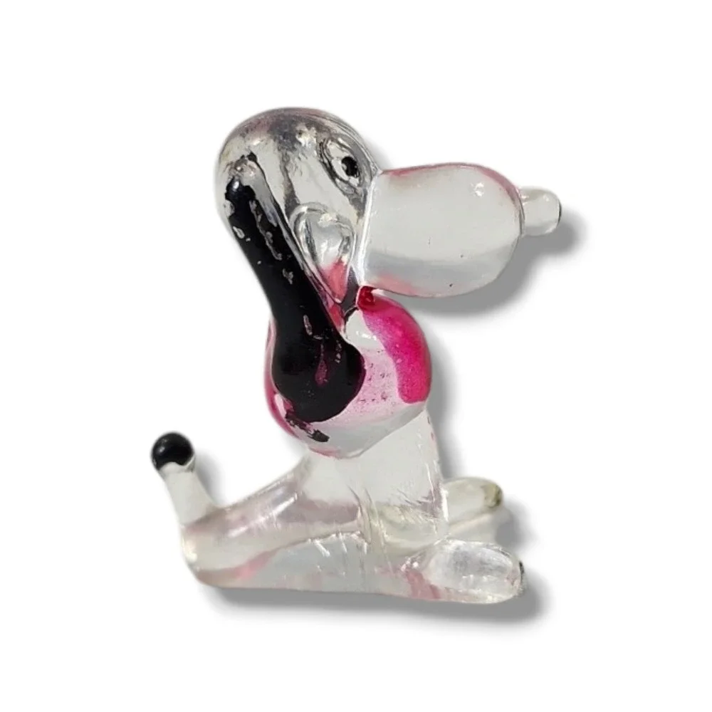 Vintage Lucite Dog Clear Pink Plastic Toy‎ Figure Poodle 1.5