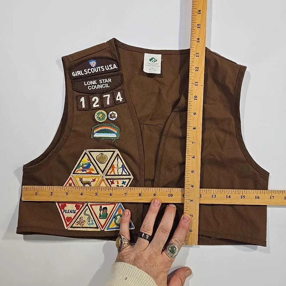 VTG 1990s Girl Scouts USA Brownie Vest M 10-12 Patch Loaded‎ Lone Star Council