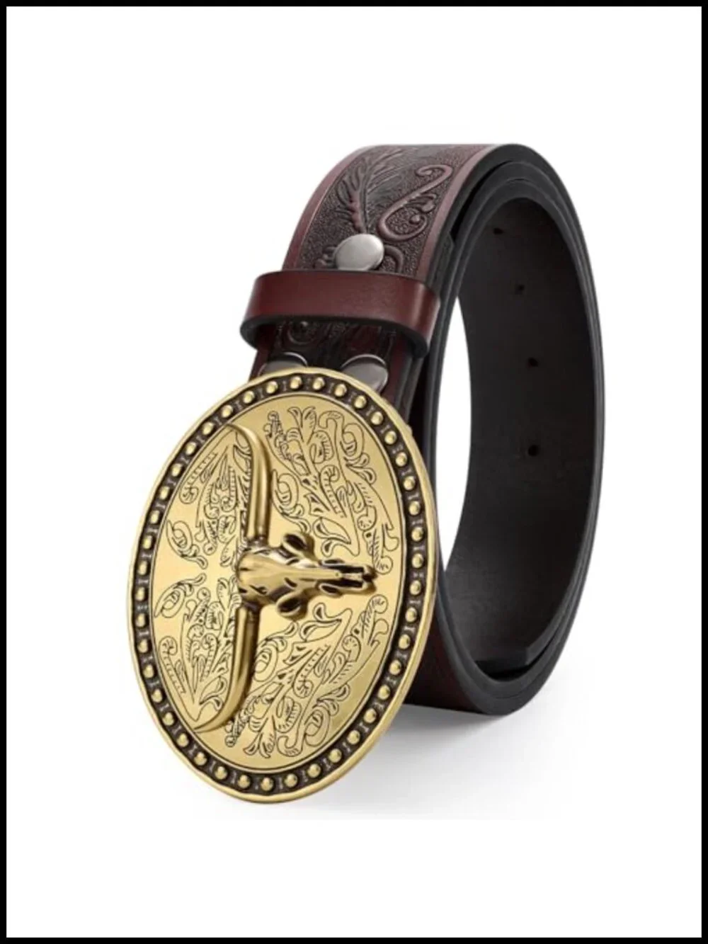 Genuine Leather Western Cowboy Belt, 1.5