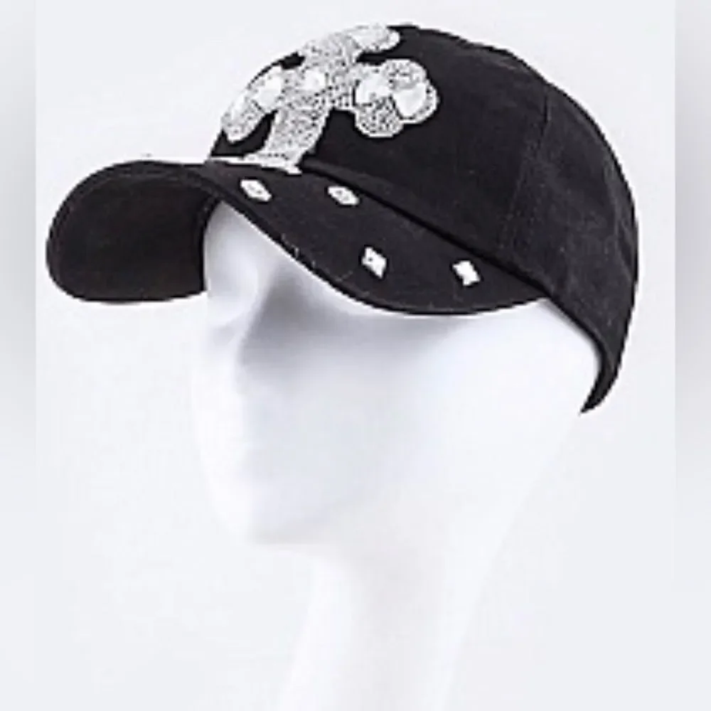 Crystal Cross Embelished Fashion Cap