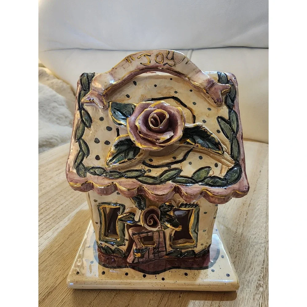Blue Sky Heather Goldminc Clayworks Joy Rose Ceramic Tea Light House CL20012