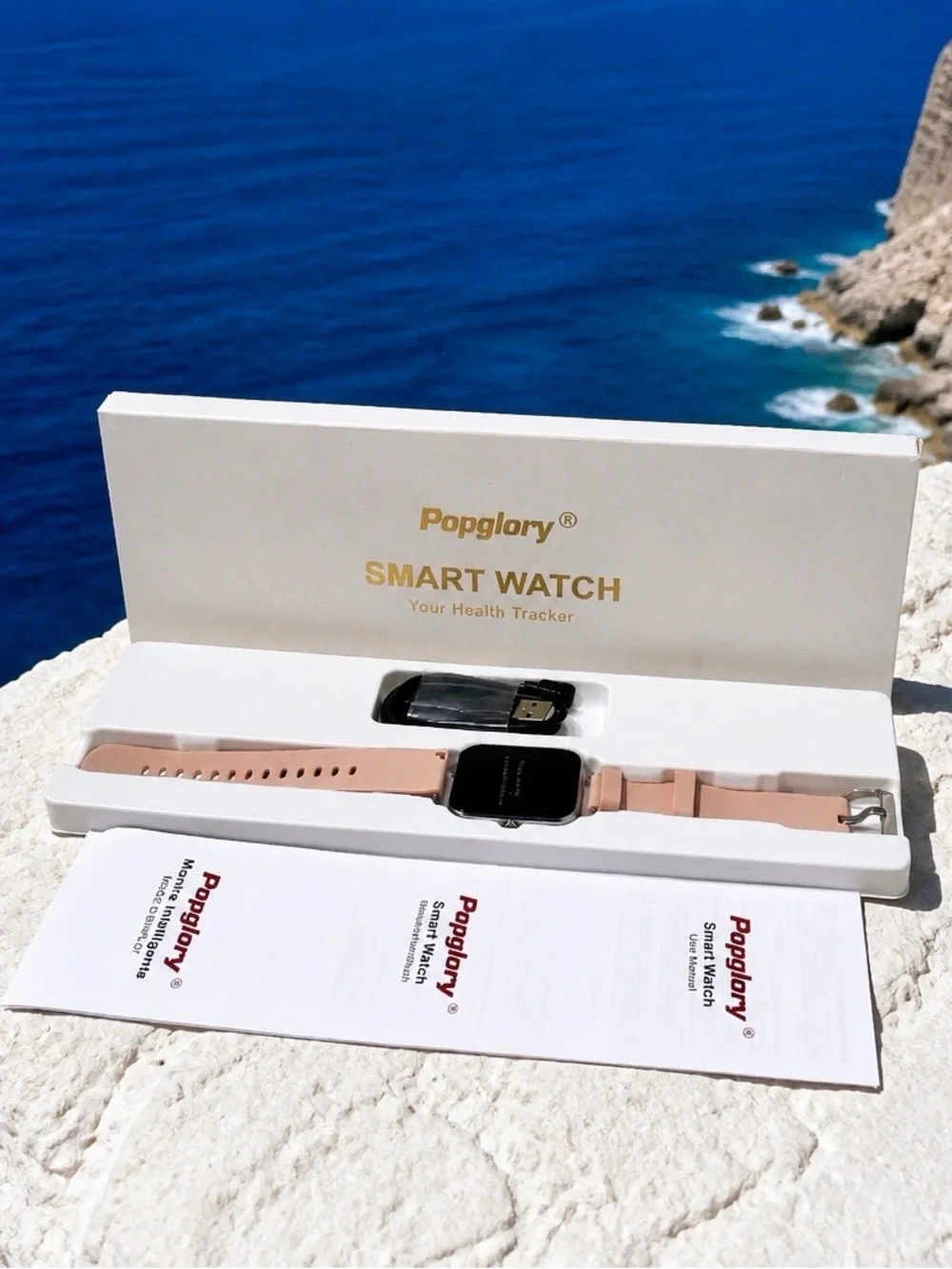 Popglory Pink Smart Watch – Fitness Tracker with Touchscreen