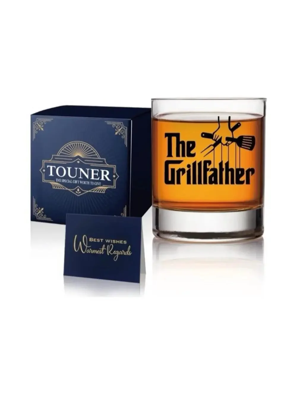 The Grillfather Whiskey Glass Gift Set Funny BBQ Dad Husband Gift Box 11oz Glass