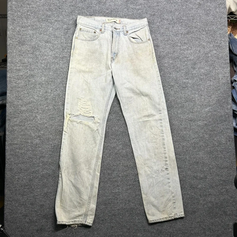 Levi's 505 Straight Jeans Men's Blue‎ Denim Regular Fit Distressed Classic 34X31