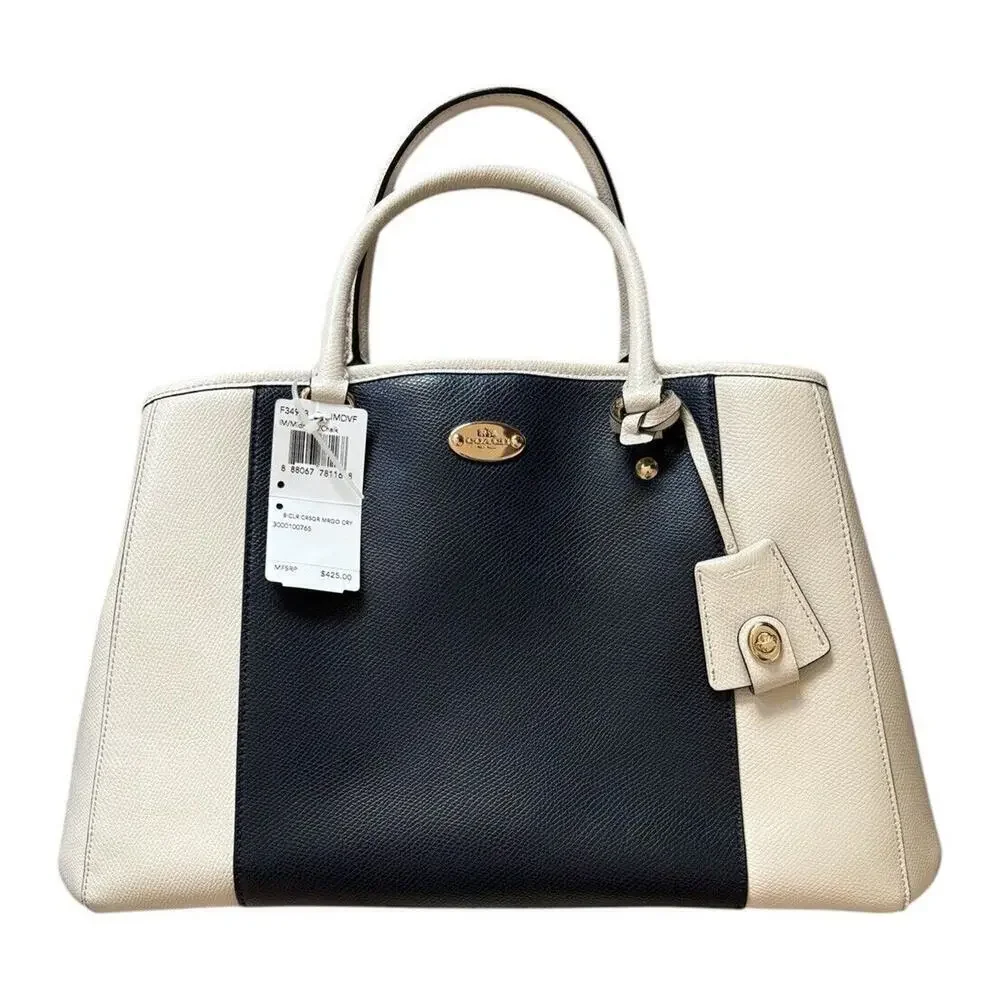 Coach Margot Carryall Bicolor Midnight Chalk Leather Crossbody Bag New With Tags