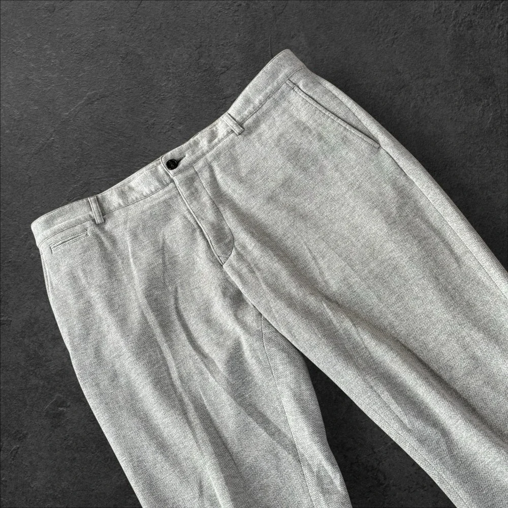 Burberry London England‎ Herringbone Gray Cotton Dress Pants Size 56 EU Thick