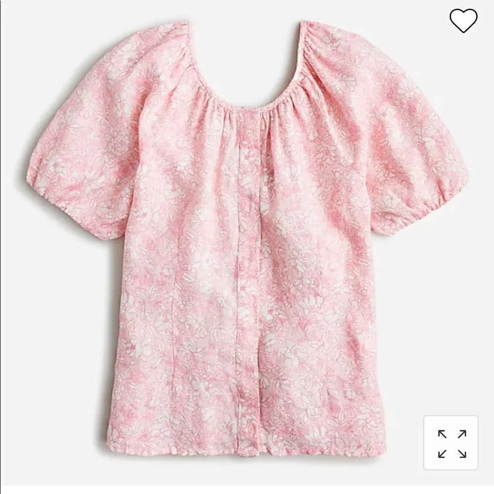 J. Crew V-back linen top in tossed floral