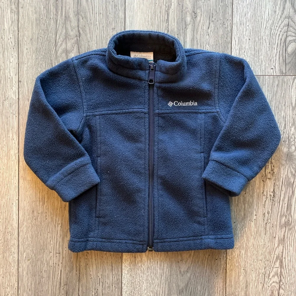 Columbia Toddler Boy’s Lightweight Fleece Full Zip Up Jacket Navy Blue 2T