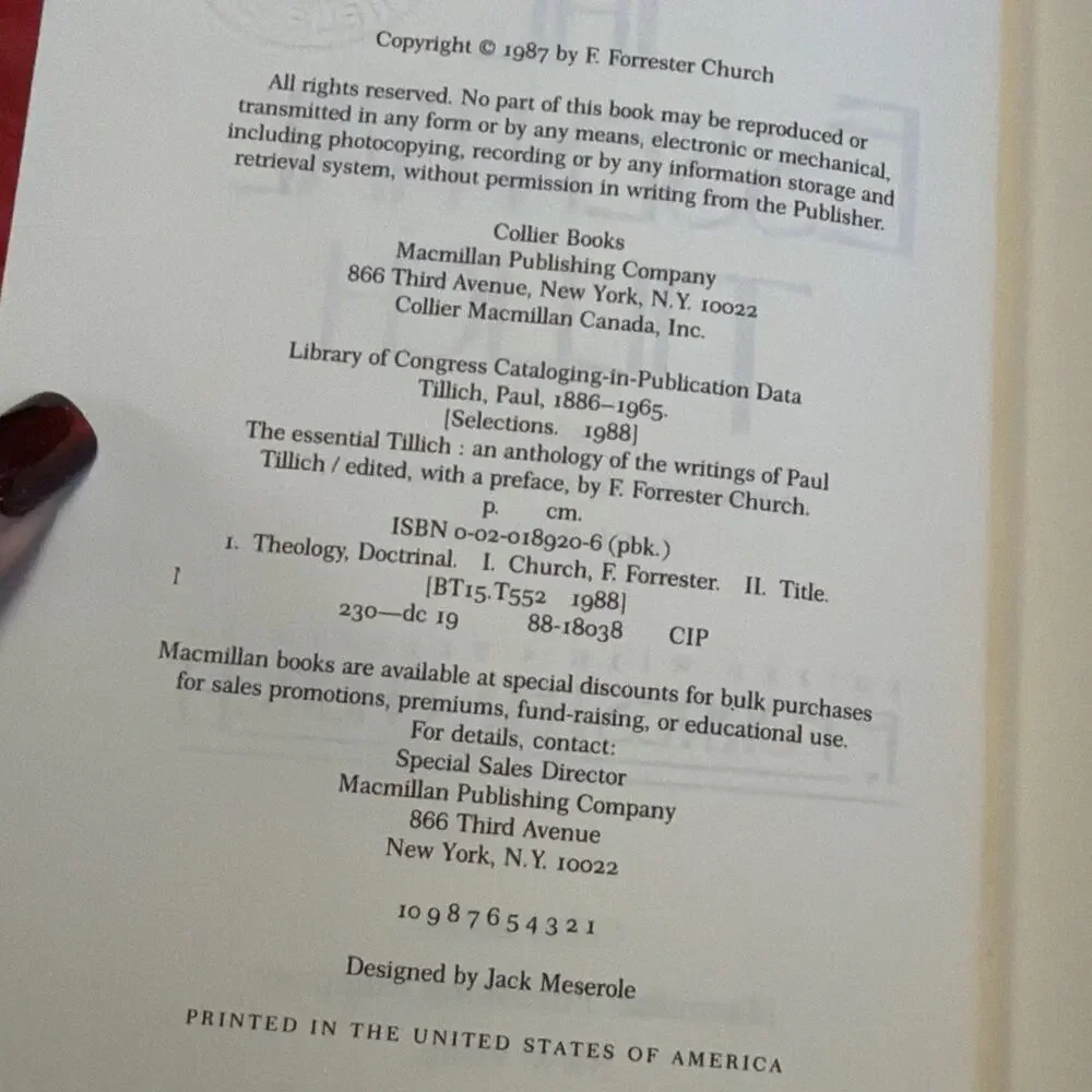 N/A essential tillich