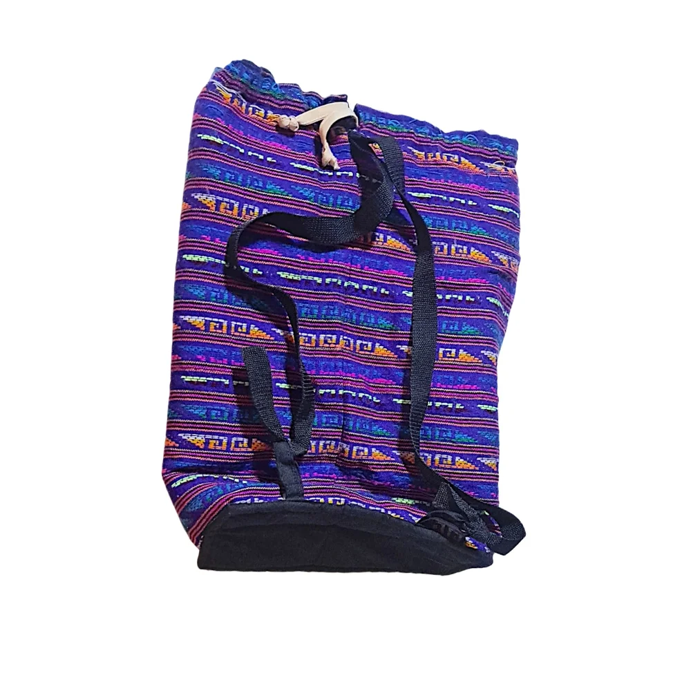 Colorful Patterned Drawstring Peruvian Backpack