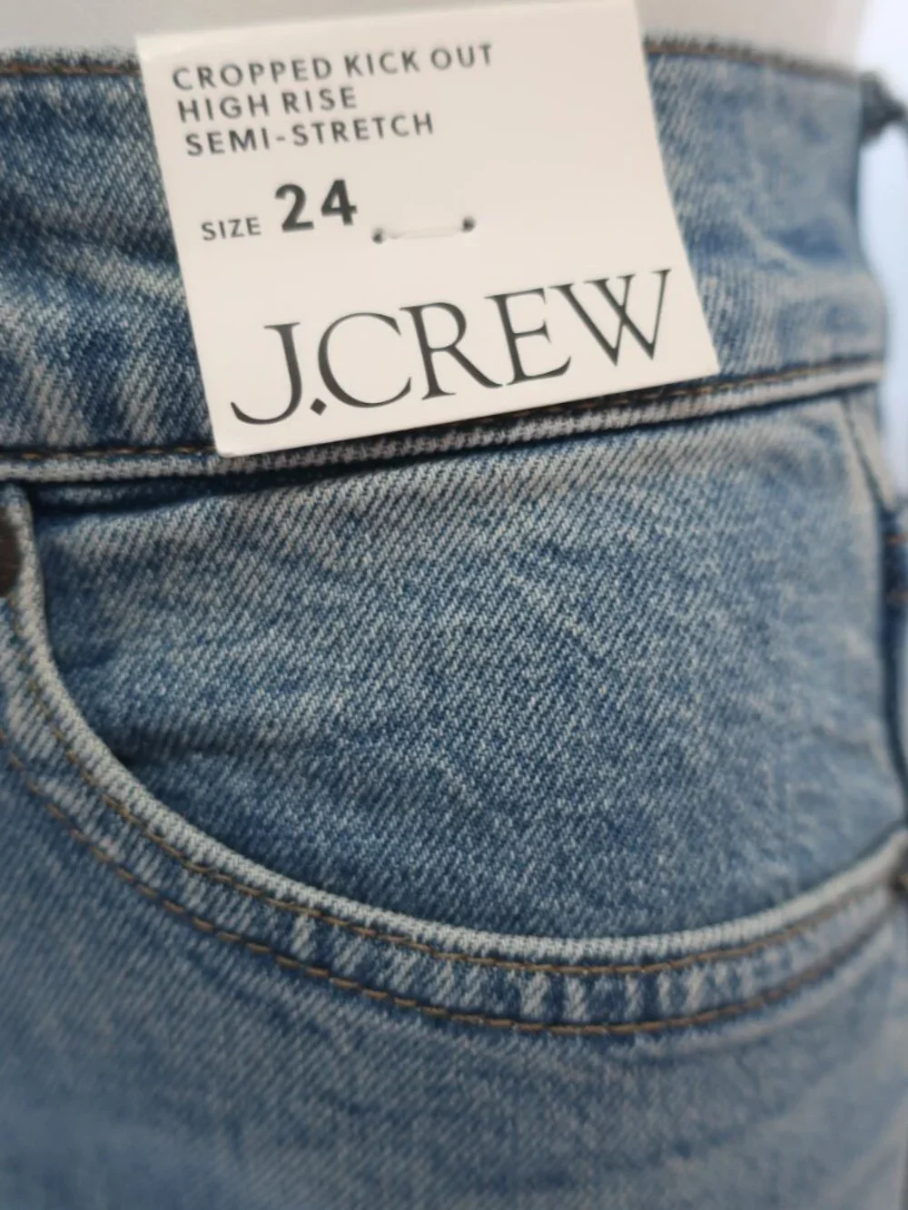 NWT Womens J. Crew Blue (Item- 19) Semi-Stretch High Rise Crop Kick Out Jeans 24