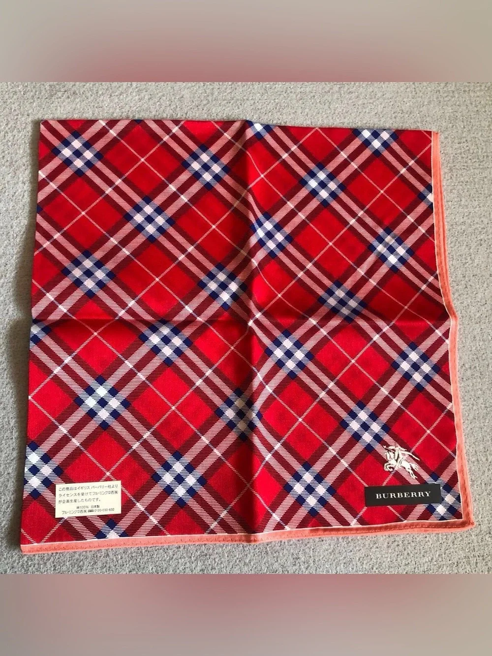 Burberry Red and Blue Novacheck Handkerchief