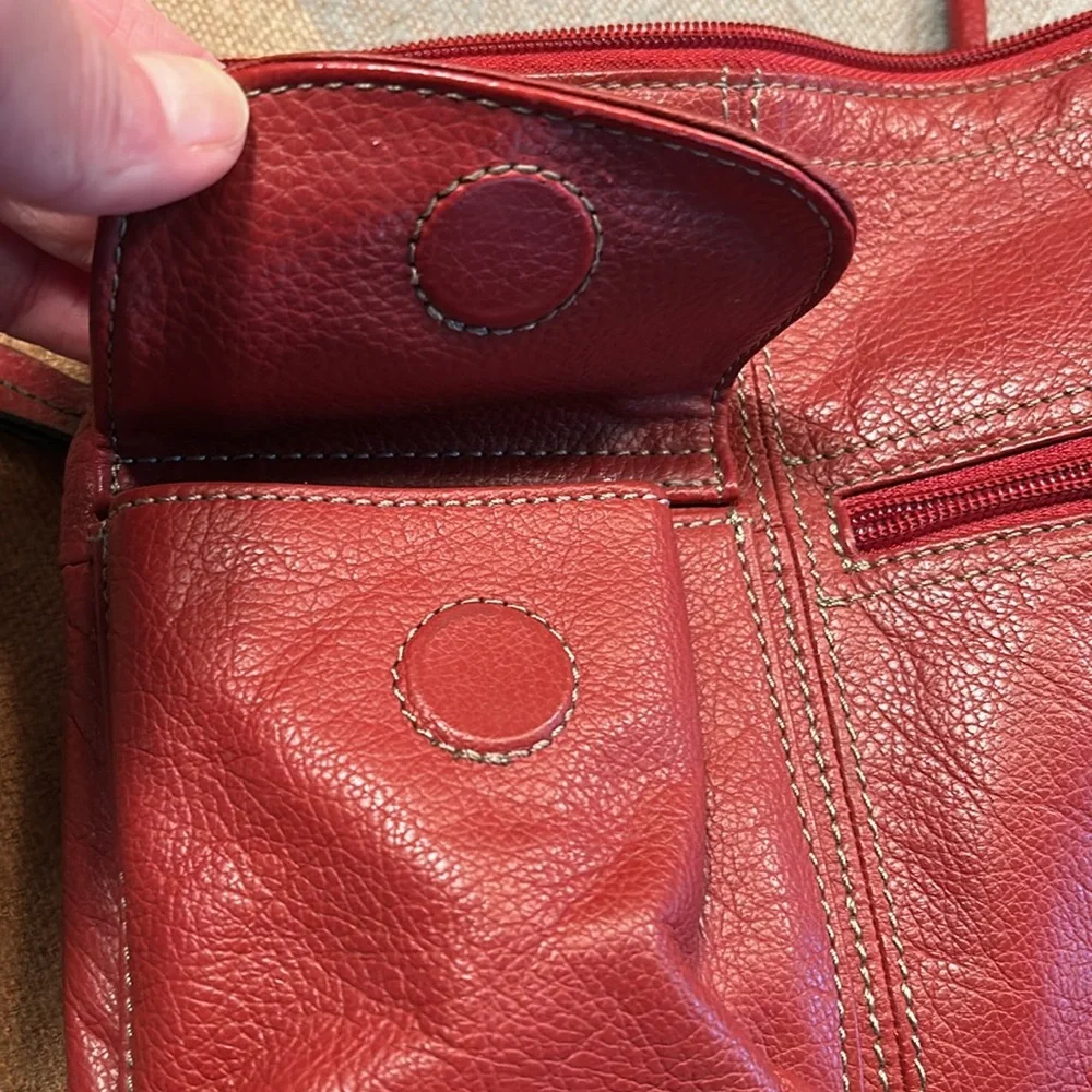 Red Leather Tignanello Crossbody Purse