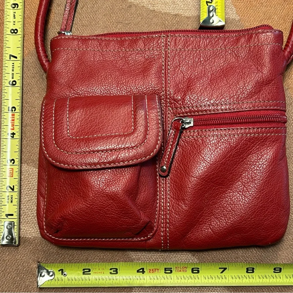 Red Leather Tignanello Crossbody Purse