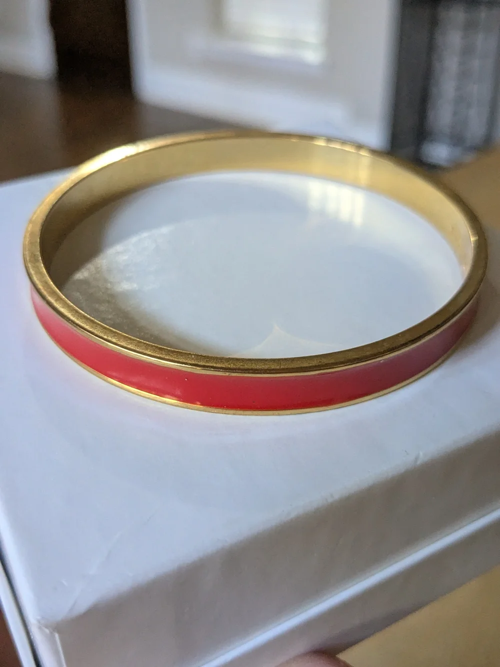 Kate Spade Gold-Tone Red Enamel Bangle Bracelet