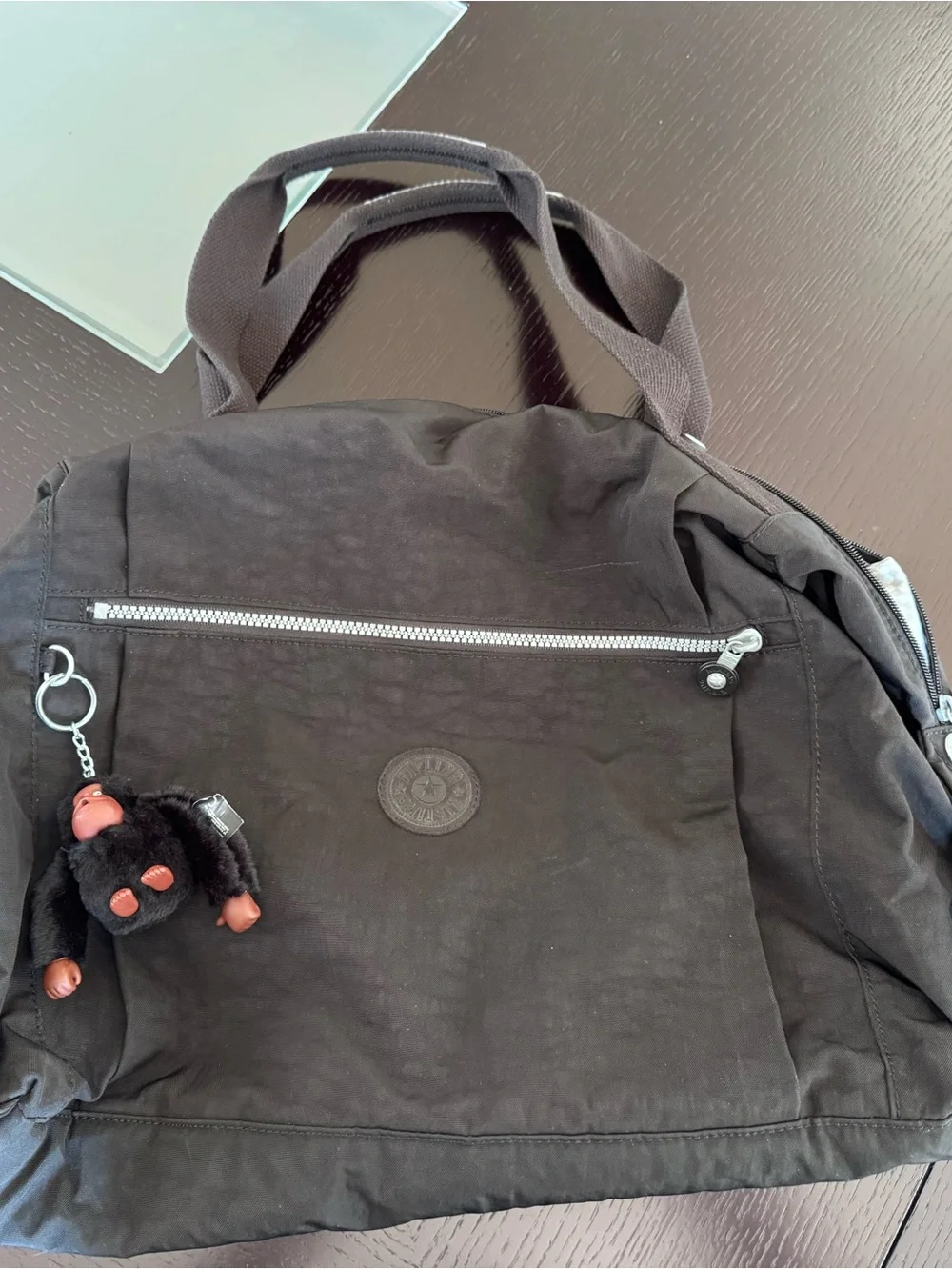 Kipling Black Tote Bag with Monkey Charm