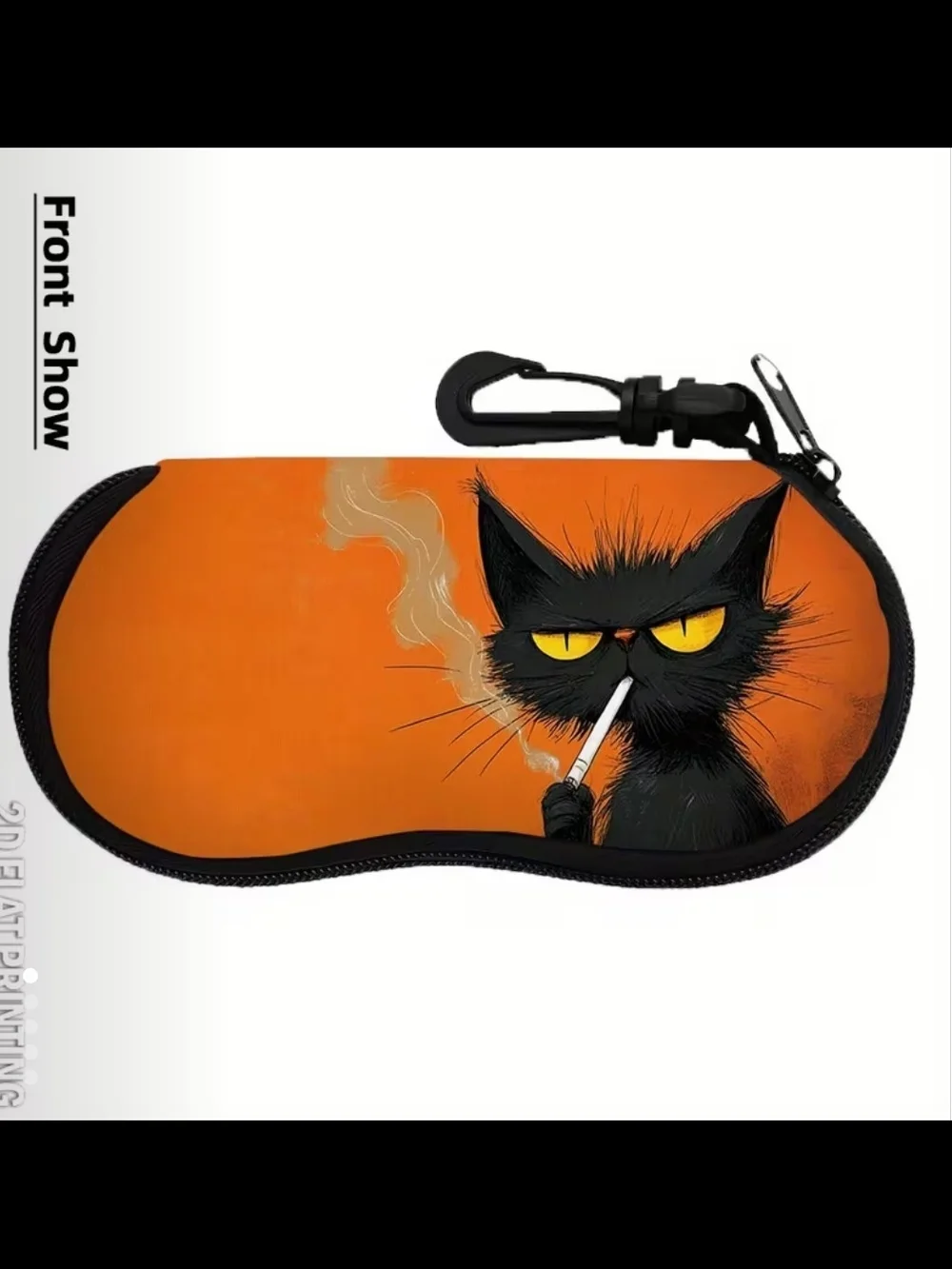 Black Cat Soft Sunglass Case - Orange