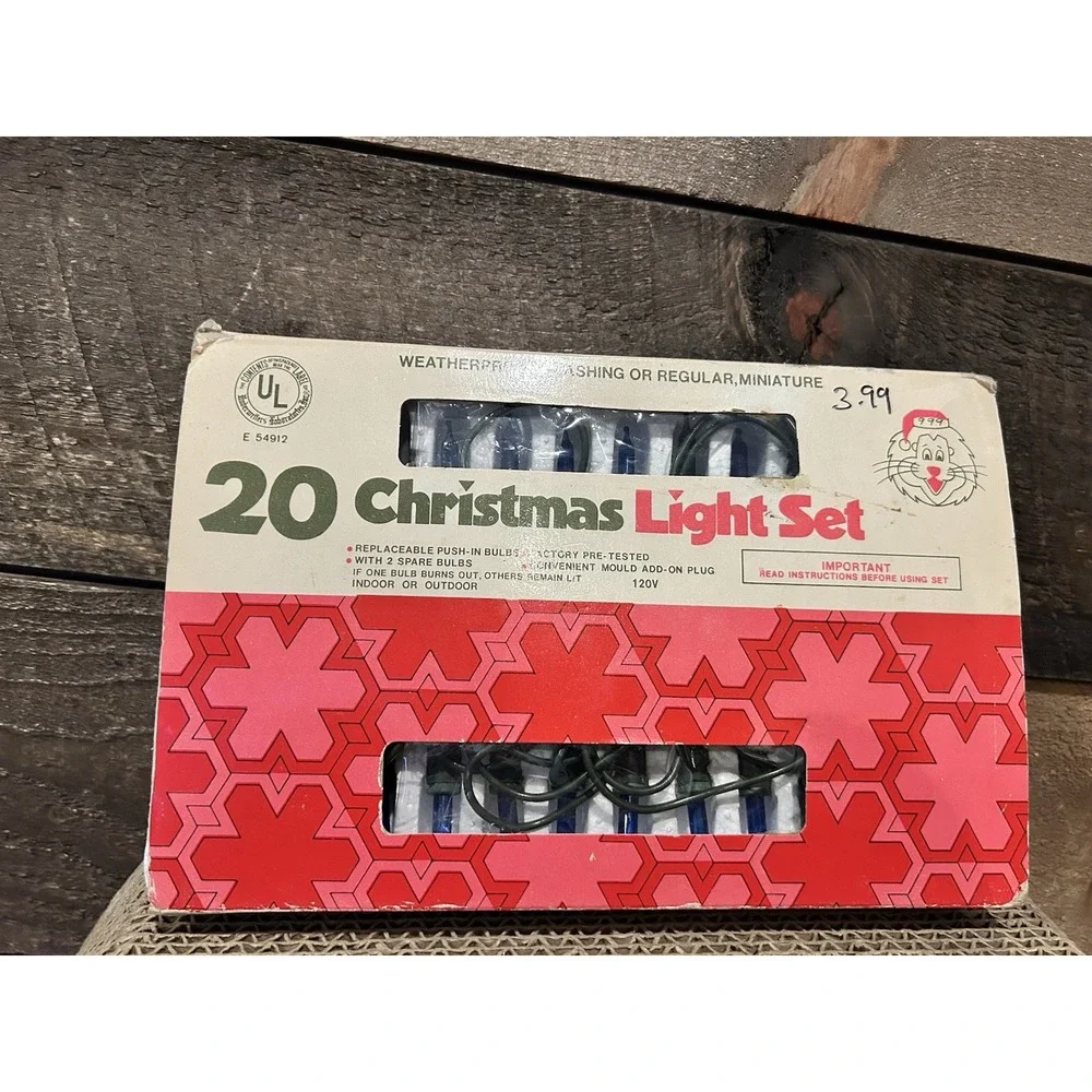 Vintage 20 Christmas Light Set‎ Blue Tested and Works
