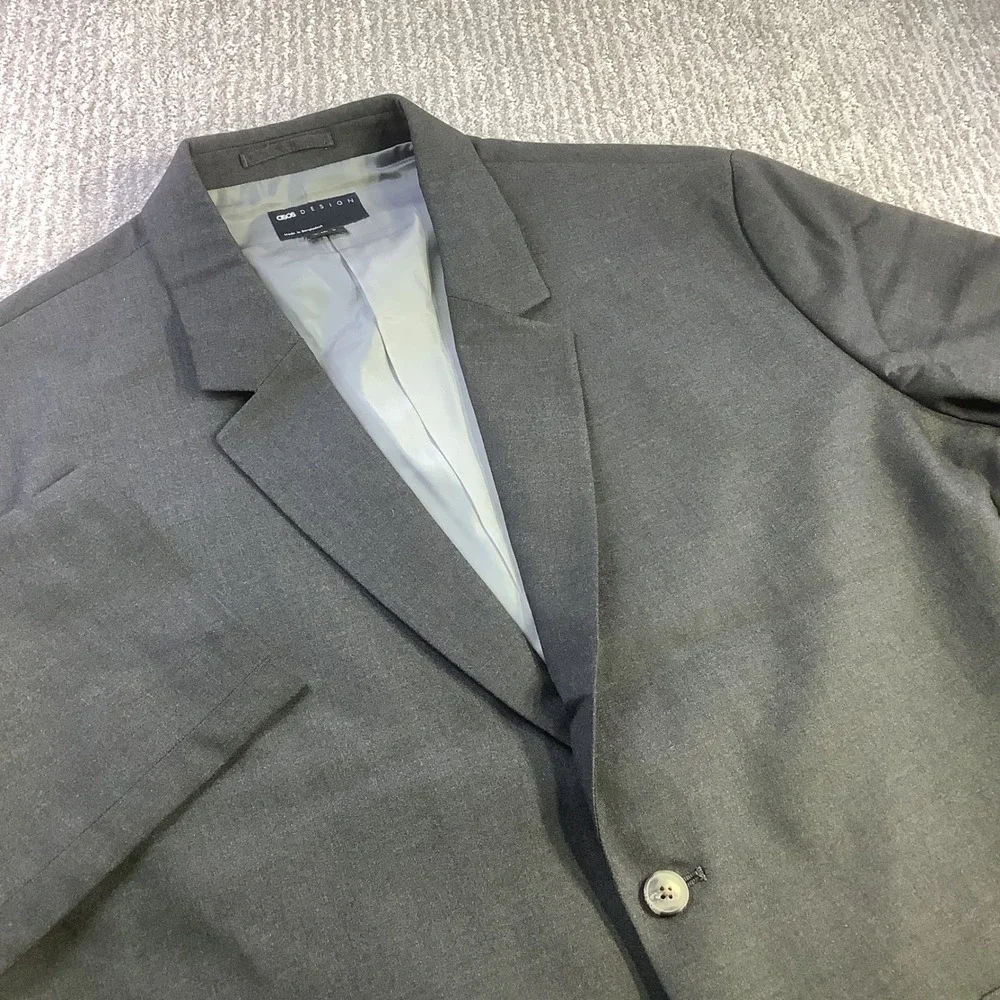 Asos Design Mens Charcoal Grey Two Button‎ Suit Jacket Blazer Size 42 Reg NWOT