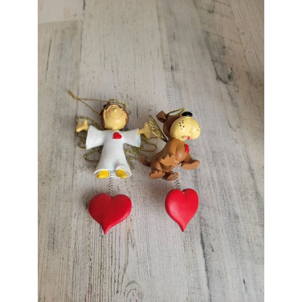 Angel cherub dog heaven‎ Halo heart ornament Xmas set